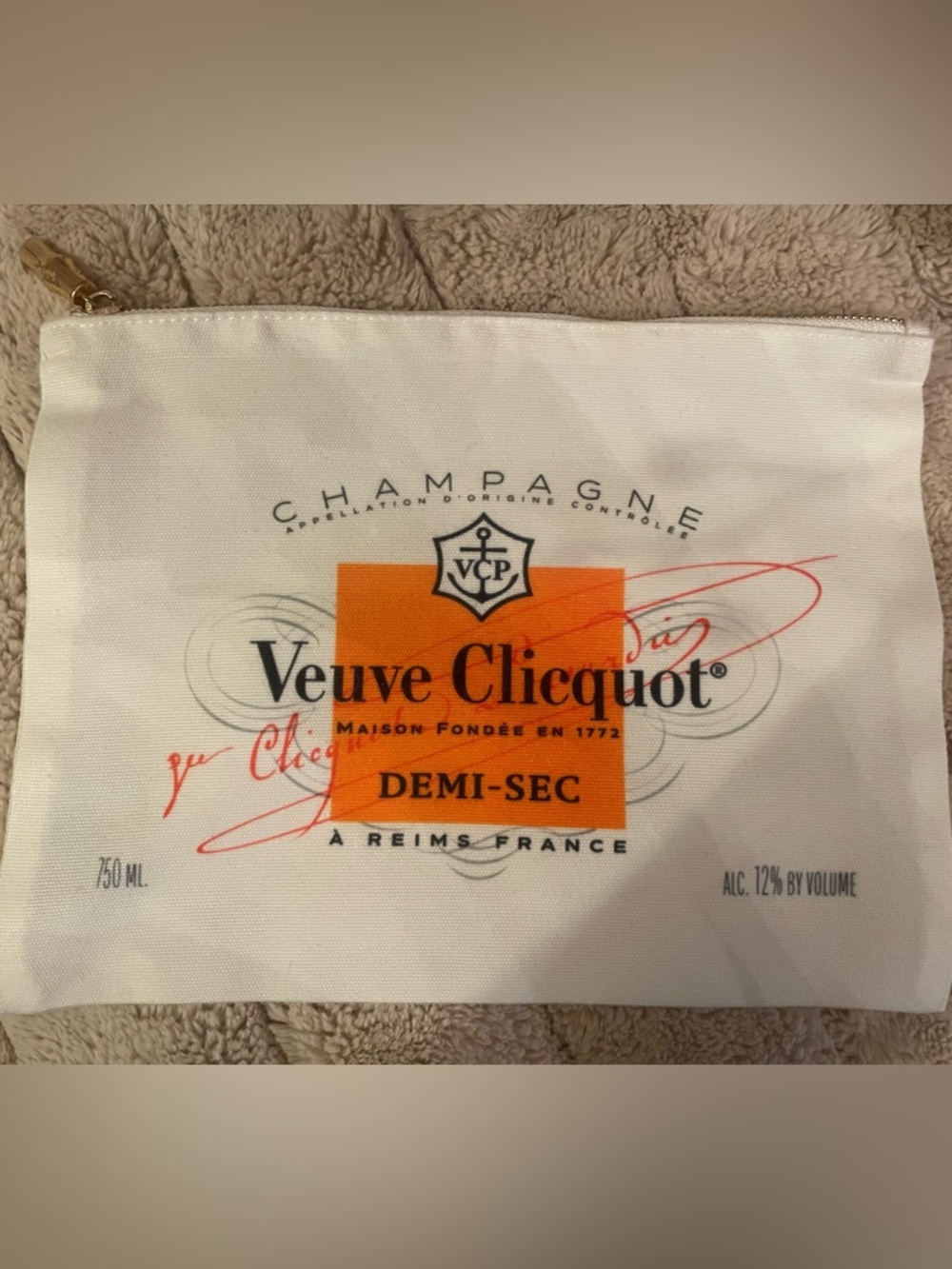 Veuve Clicquot White and Orange Zip Pouch